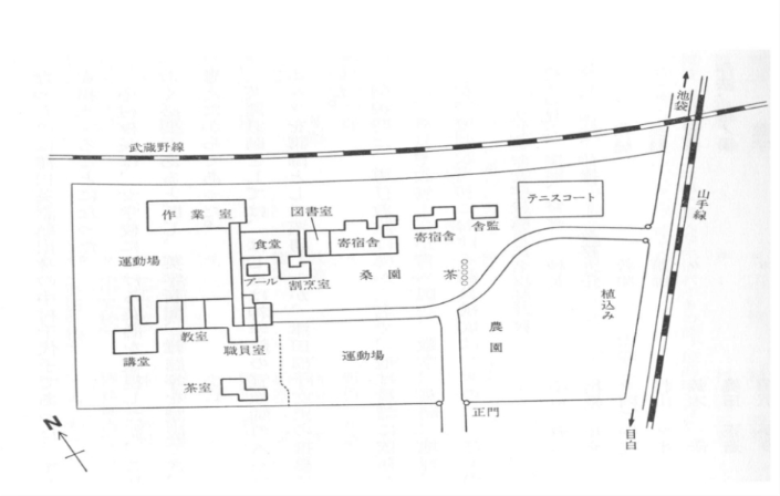 目白の成蹊女学校校地図（1919年）